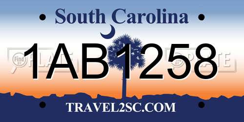 1AB1258 South Carolina License Plate