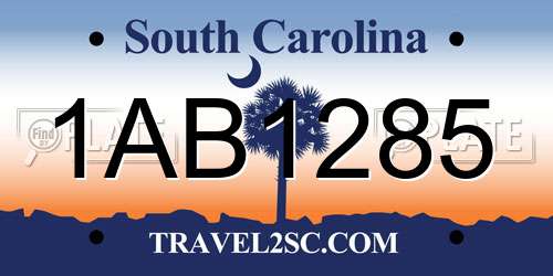 1AB1285 South Carolina License Plate