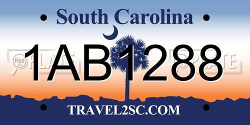 1AB1288 South Carolina License Plate