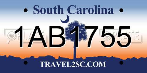 1AB1755 South Carolina License Plate