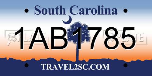 1AB1785 South Carolina License Plate