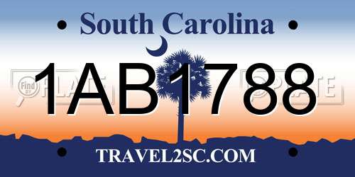 1AB1788 South Carolina License Plate