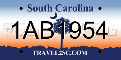 1AB1954 South Carolina License Plate