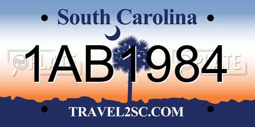1AB1984 South Carolina License Plate