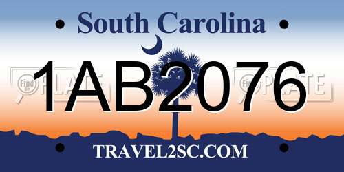 1AB2076 South Carolina License Plate