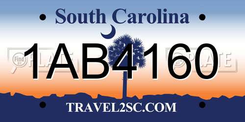 1AB4160 South Carolina License Plate