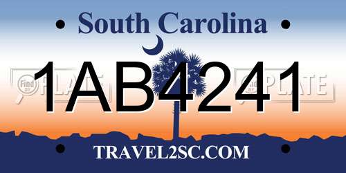 1AB4241 South Carolina License Plate