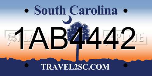 1AB4442 South Carolina License Plate