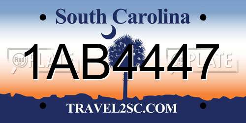 1AB4447 South Carolina License Plate