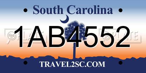 1AB4552 South Carolina License Plate