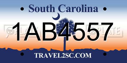 1AB4557 South Carolina License Plate