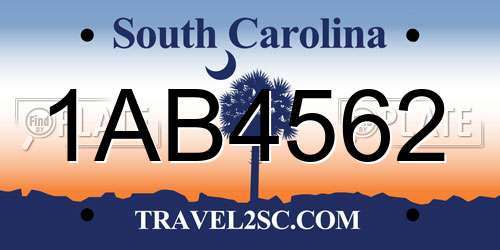 1AB4562 South Carolina License Plate