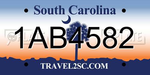 1AB4582 South Carolina License Plate