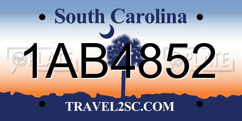 1AB4852 South Carolina License Plate