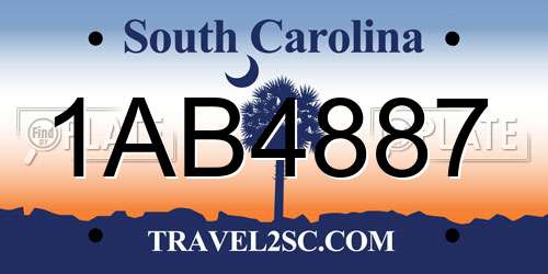 1AB4887 South Carolina License Plate