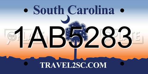 1AB5283 South Carolina License Plate
