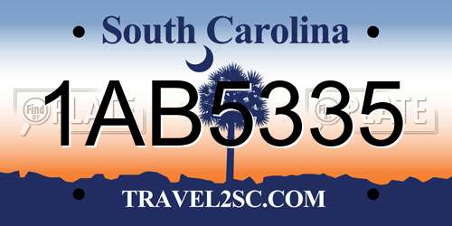 1AB5335 South Carolina License Plate