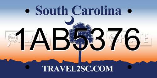 1AB5376 South Carolina License Plate