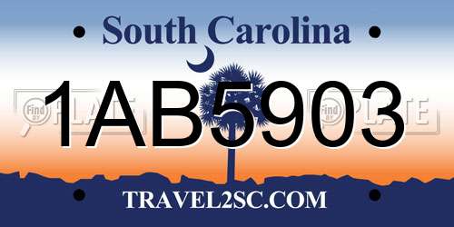 1AB5903 South Carolina License Plate
