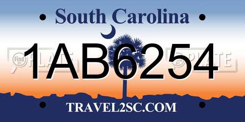 1AB6254 South Carolina License Plate