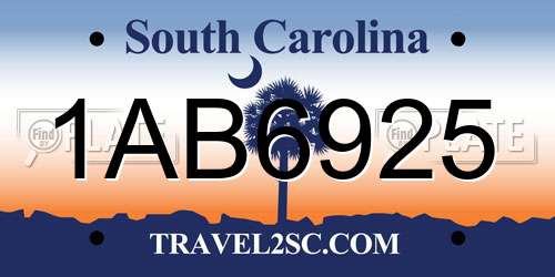 1AB6925 South Carolina License Plate