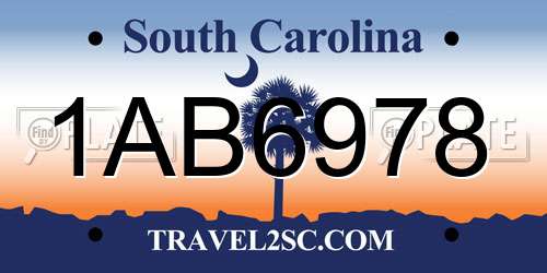 1AB6978 South Carolina License Plate