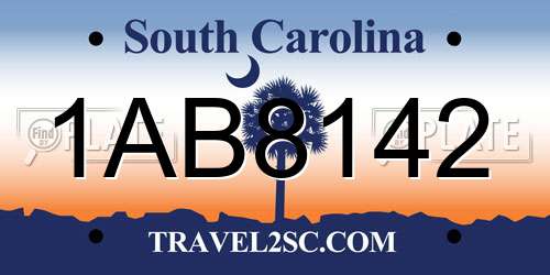 1AB8142 South Carolina License Plate