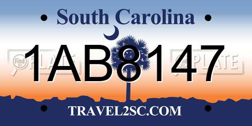 1AB8147 South Carolina License Plate