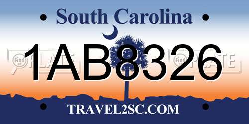 1AB8326 South Carolina License Plate