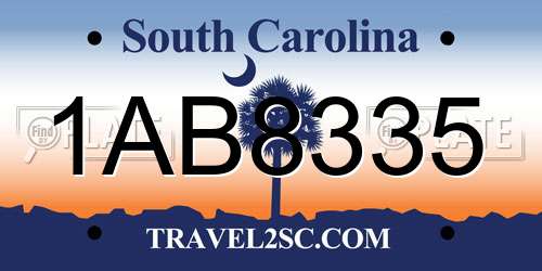 1AB8335 South Carolina License Plate