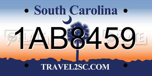 1AB8459 South Carolina License Plate