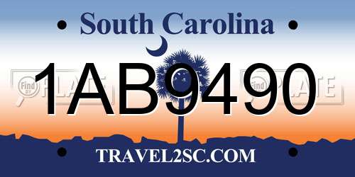 1AB9490 South Carolina License Plate