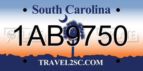 1AB9750 South Carolina License Plate