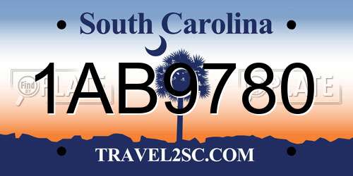 1AB9780 South Carolina License Plate