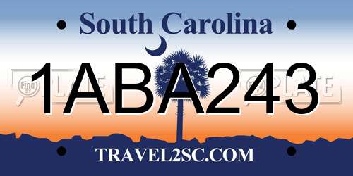 1ABA243 South Carolina License Plate