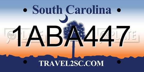 1ABA447 South Carolina License Plate