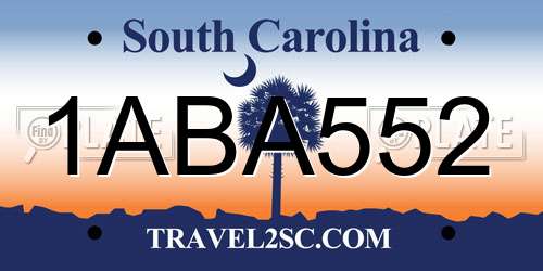 1ABA552 South Carolina License Plate