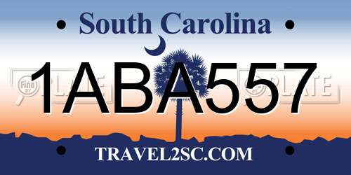 1ABA557 South Carolina License Plate