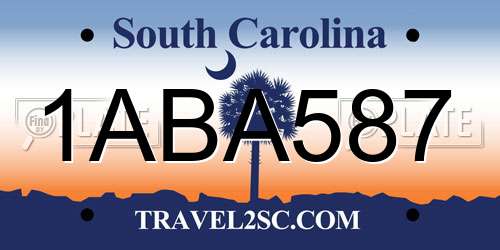 1ABA587 South Carolina License Plate