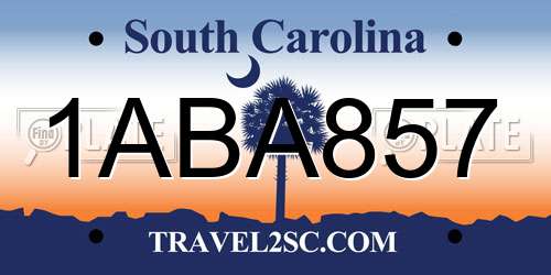 1ABA857 South Carolina License Plate