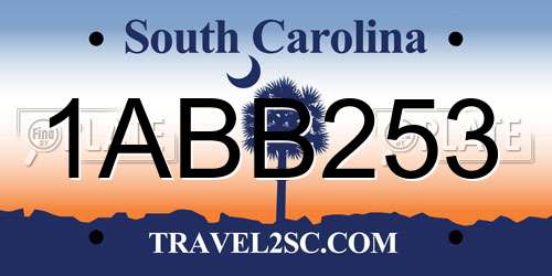 1ABB253 South Carolina License Plate
