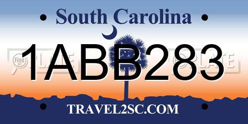 1ABB283 South Carolina License Plate