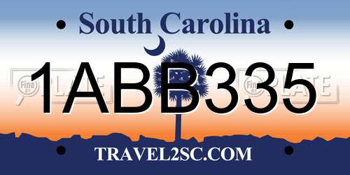 1ABB335 South Carolina License Plate