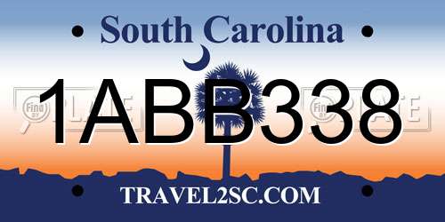 1ABB338 South Carolina License Plate