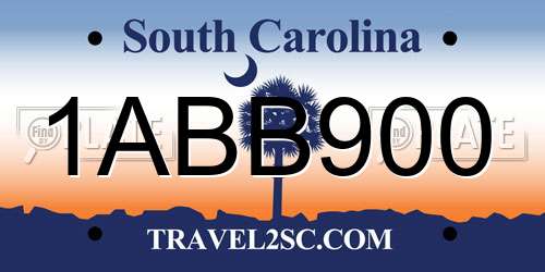 1ABB900 South Carolina License Plate