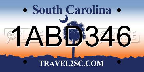 1ABD346 South Carolina License Plate