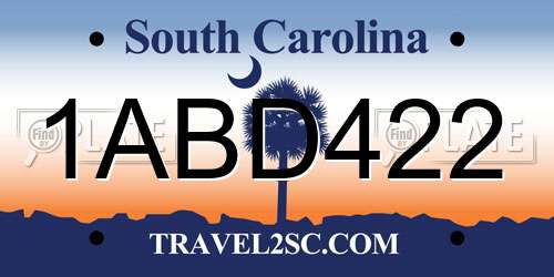 1ABD422 South Carolina License Plate