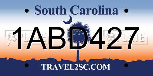 1ABD427 South Carolina License Plate