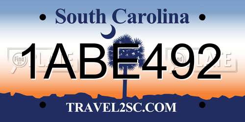 1ABE492 South Carolina License Plate