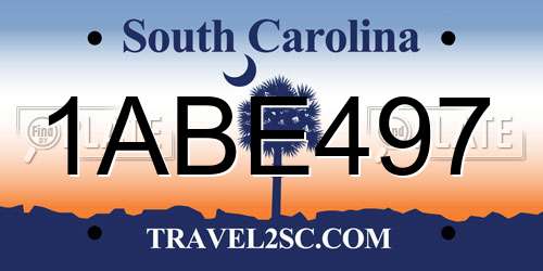 1ABE497 South Carolina License Plate
